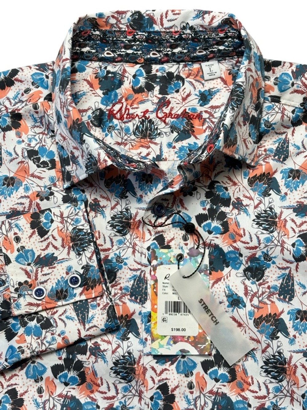 NWT Robert Graham Abingdon Geo Desert Floral Sport Shirt • Size L • Classic Fit